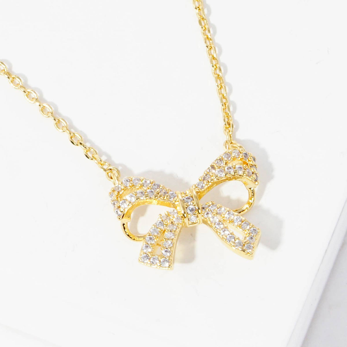 Gold Plated Cubic Ribbon Necklace