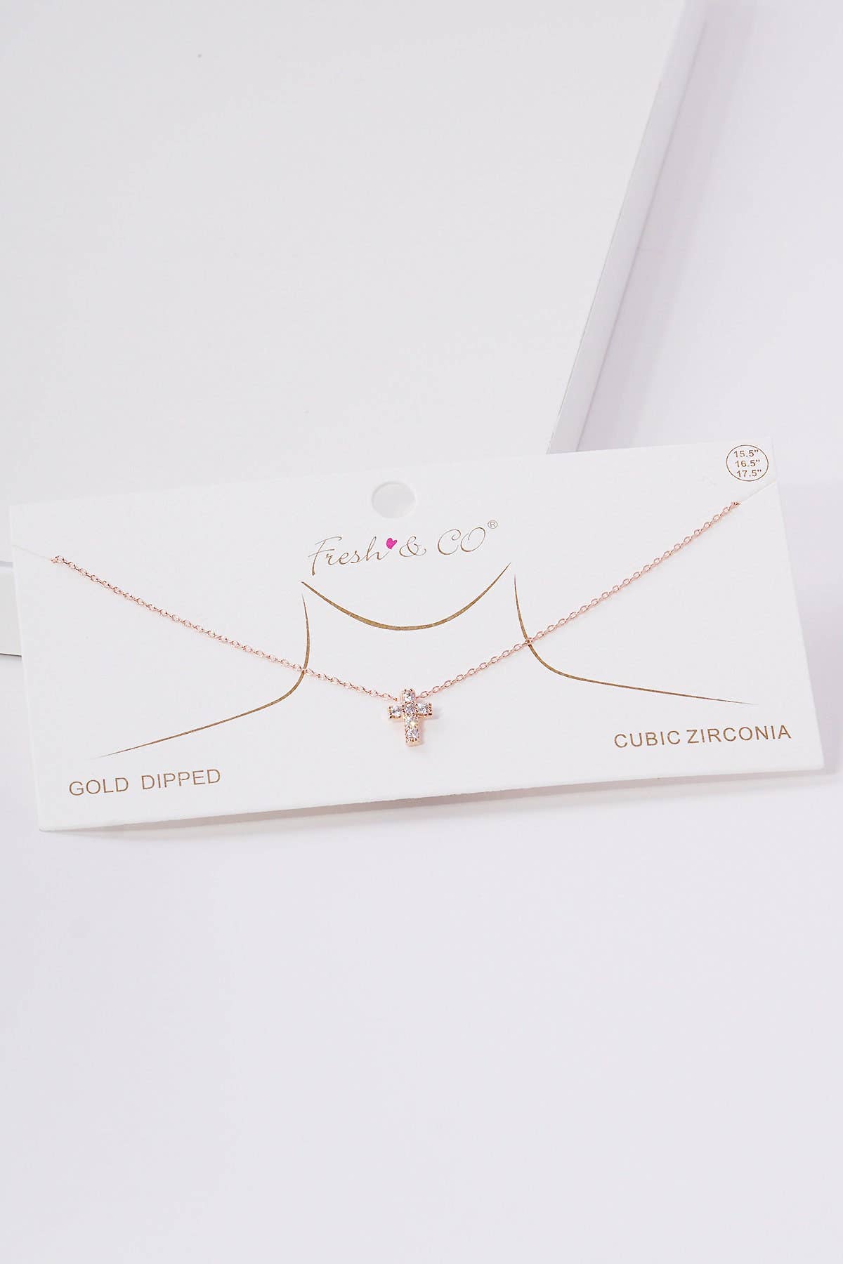 Gold Square-Set Cross Necklace