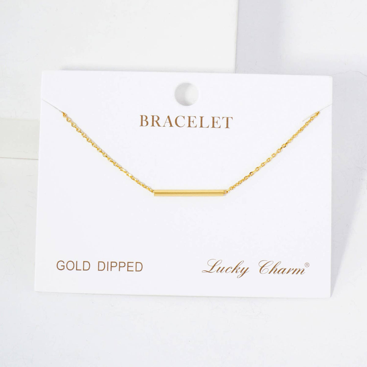 Minimalist Polished Brass Horizontal Bar Chain Bracelet