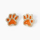 GAME DAY MASCOT CUBIC ZIRCONIA 13MM ENAMEL PAW STUD EARRINGS