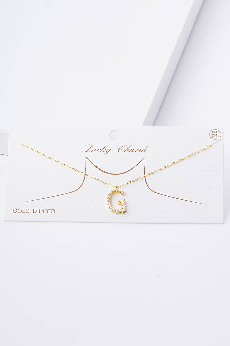 Gold Plated Pearl Initial Necklace