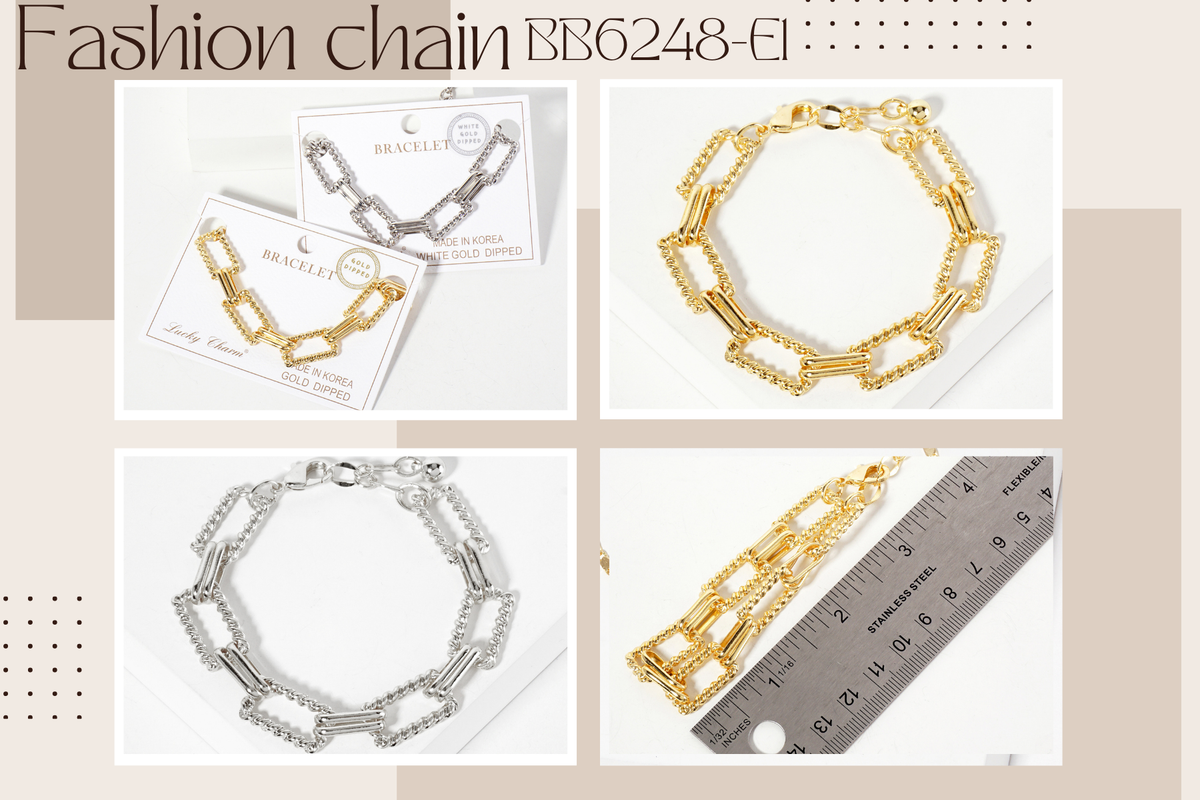 Textured U-Link Chain Bracelet