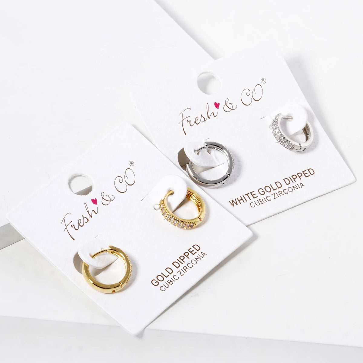 18K Gold Dipped CZ Pave 12mm Huggie Hoop Earrings