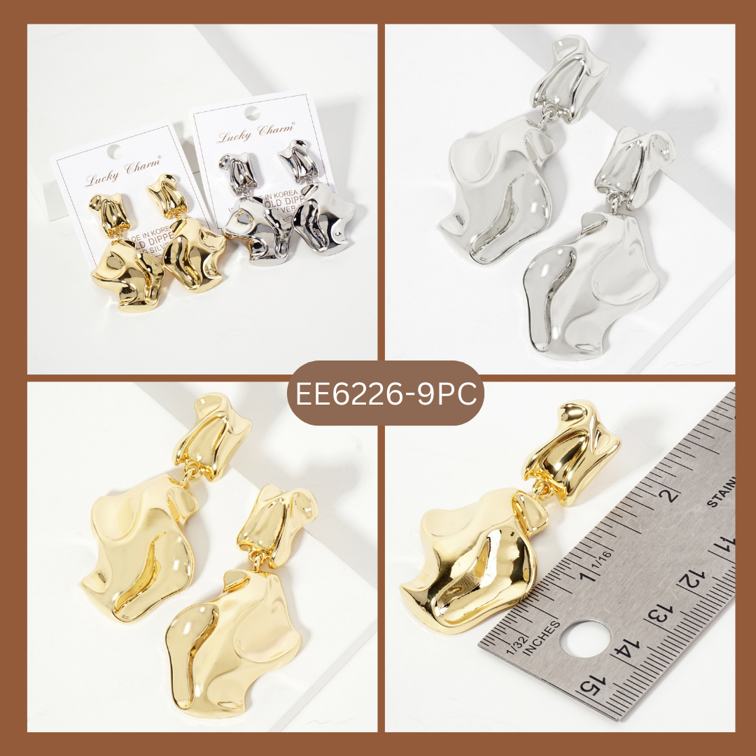 Handcrafted-Like Textured Design Organic Statement Earrings