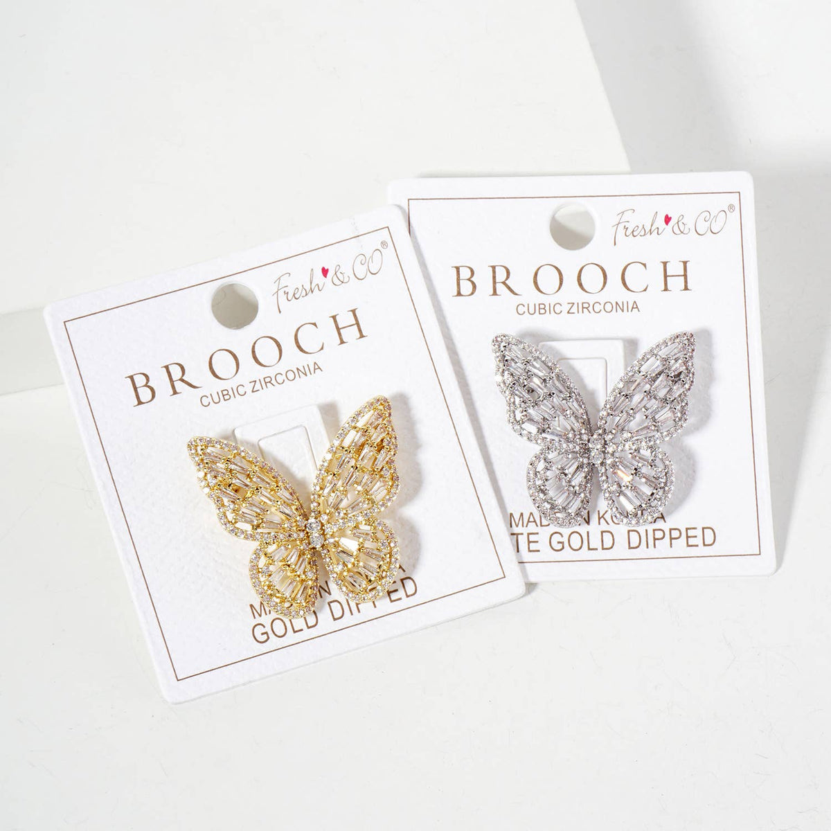 Butterfly Design 18K-Gold-Dipped Brass Brooch