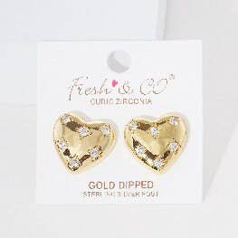 Gold Heart Shaped Post Earrings