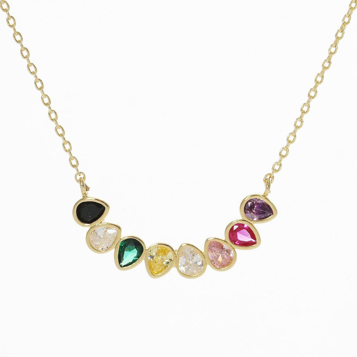 Gold Multicolor Waterdrop Necklace