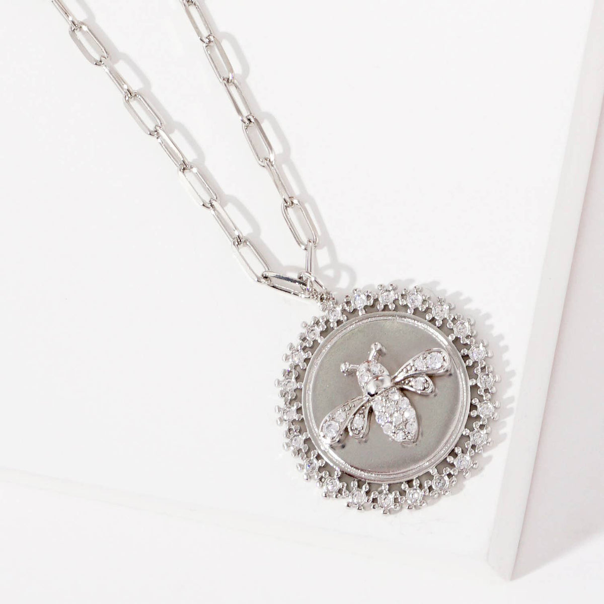 Gold Plated Bee Coin Charm Necklace
