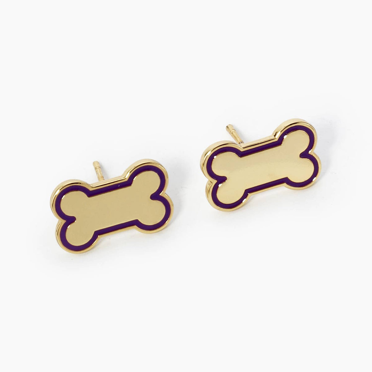 GAME DAY MASCOT 9MM ENAMEL DOG BONE TREAT STUD EARRINGS