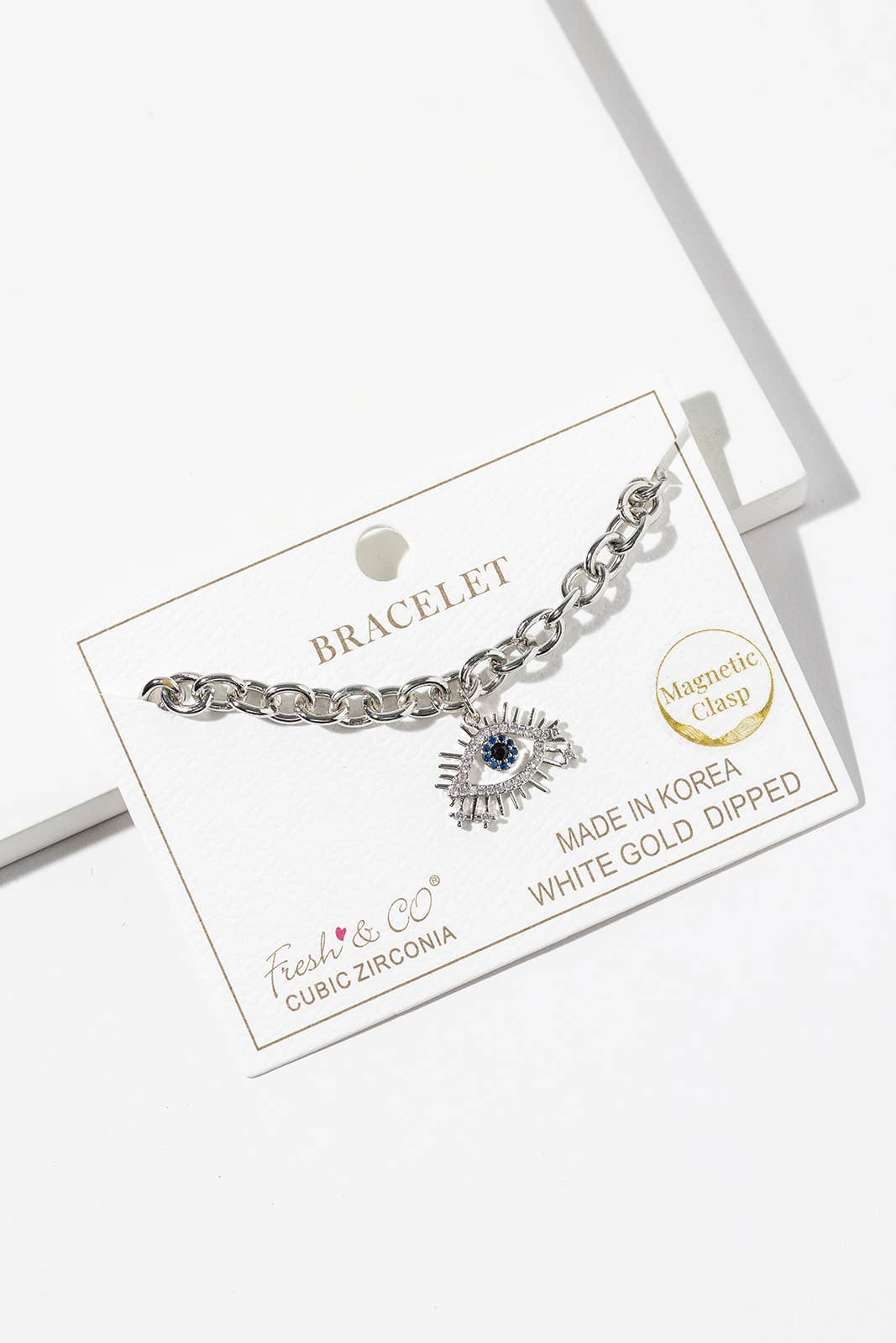 Pave Evil Eye Link Bracelet with Magnetic Clasp