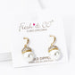 18K Gold Dipped Pave Cubic Zirconia 8mm Pearl Drop Dangle.