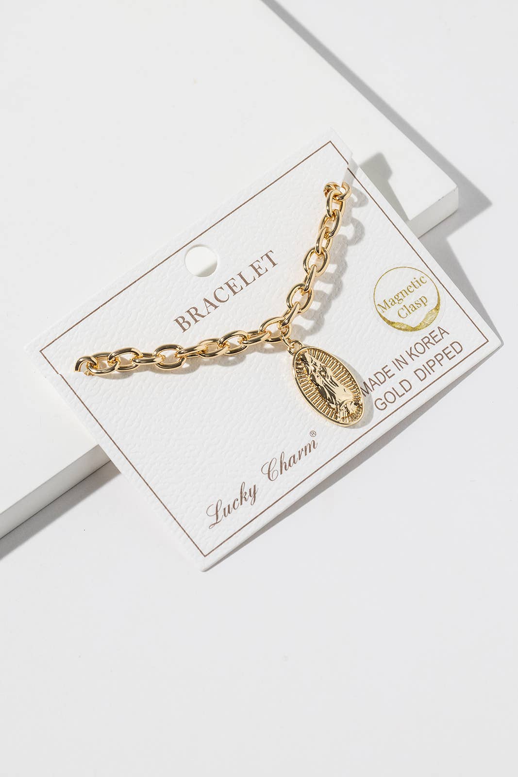 Magnetic Clasp Religious Oval Charm Bracelet