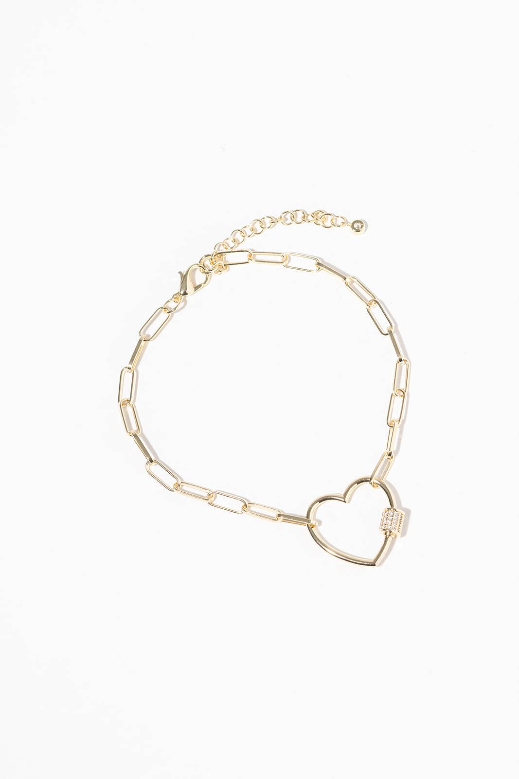 Gold & Silver Dipped Heart Charm Anklet with CZ Accents