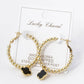 12MM QUATREFOIL DROP 30MM BALL BEADED LEVERBACK HOOP