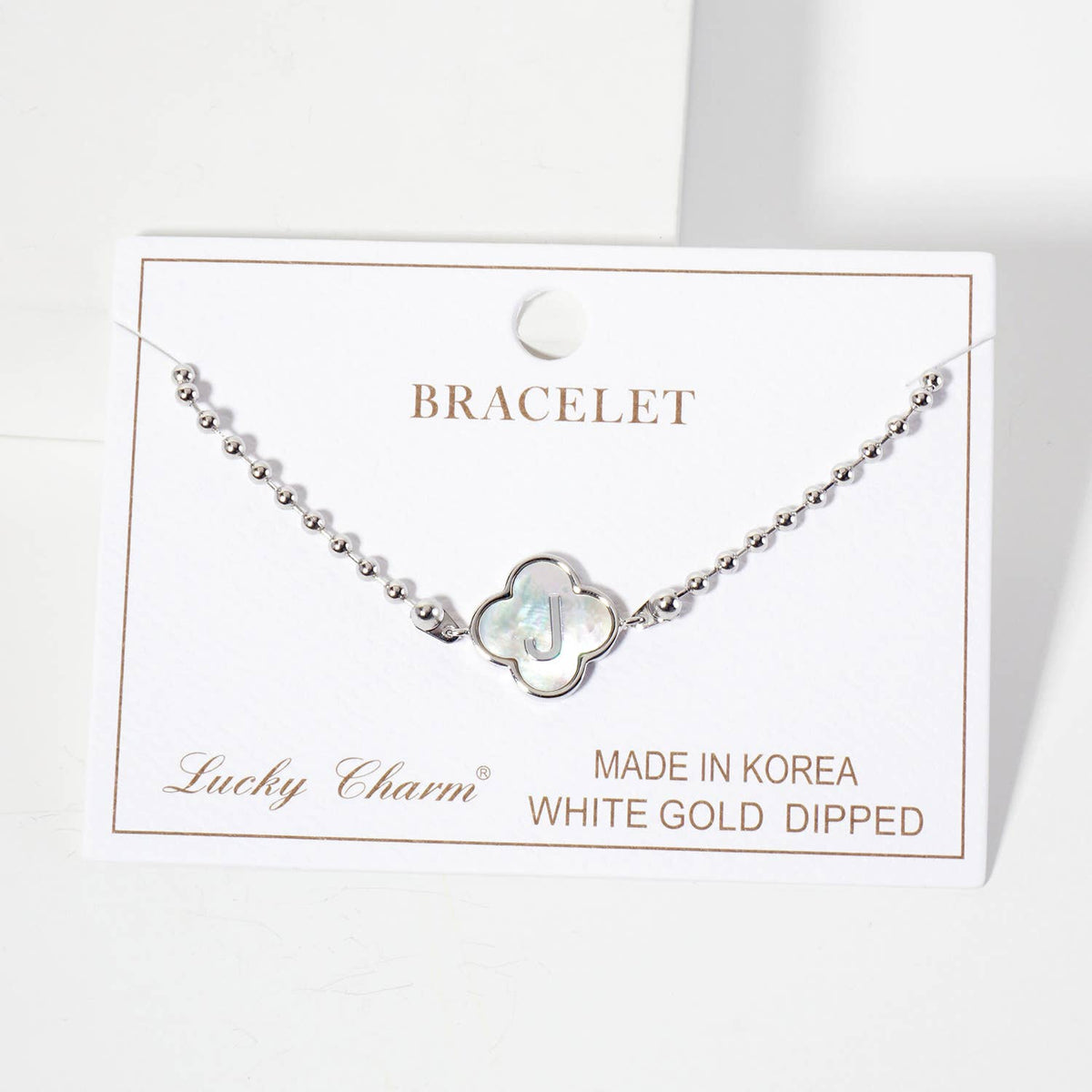 Dainty Gold Dipped Initial Clover Bracelet