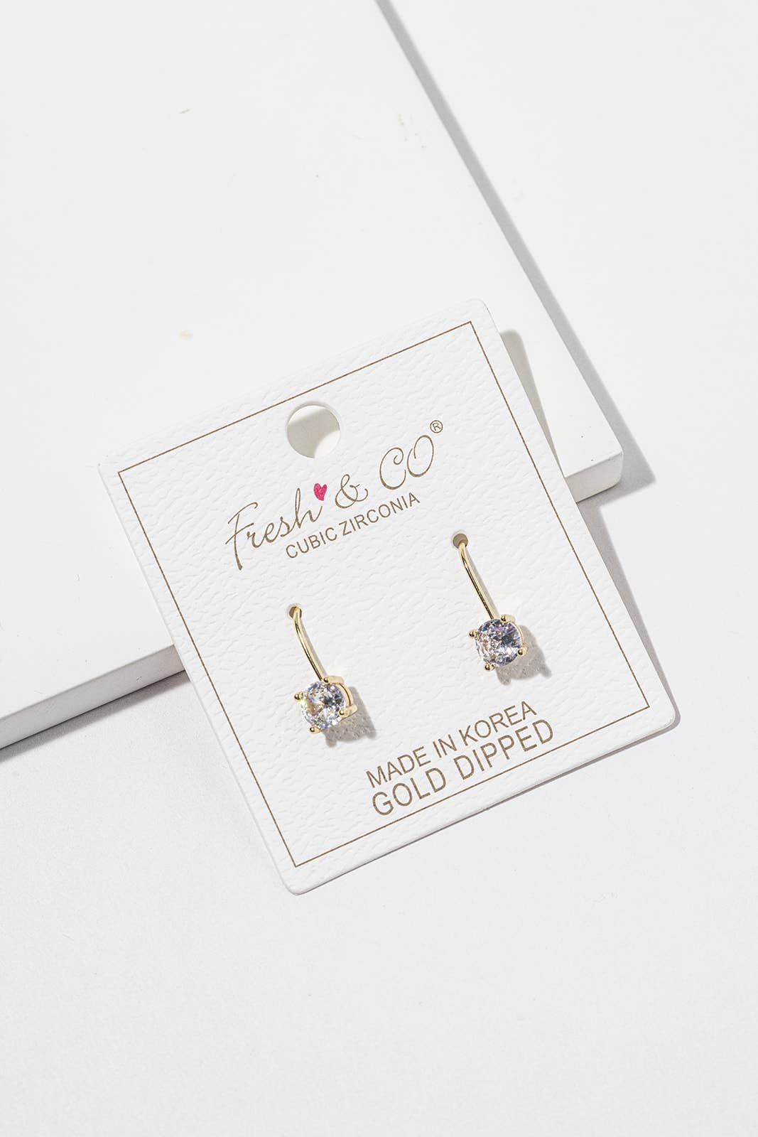 Round Cubic Zirconia Drop Earrings – Solitaire CZ on Lever
