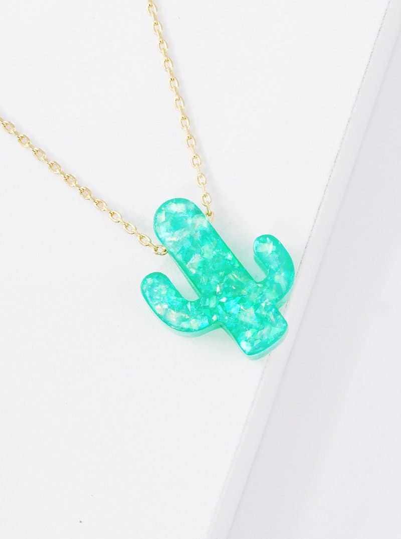 Green Opal Cactus Necklace