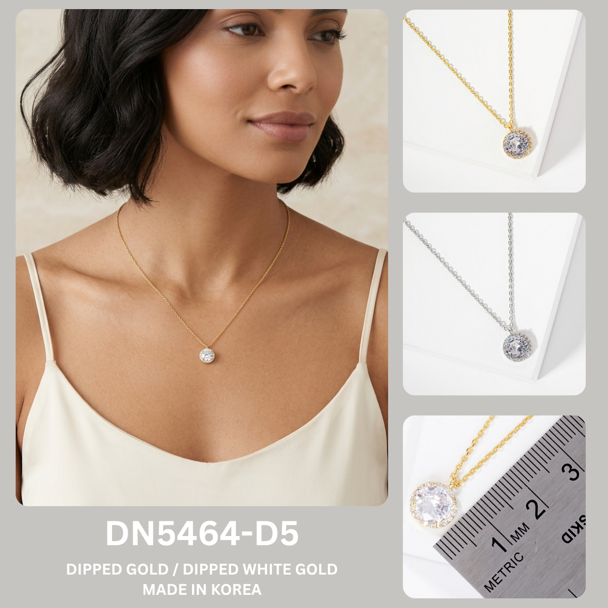 Dainty Halo CZ Solitaire Pendant Necklace