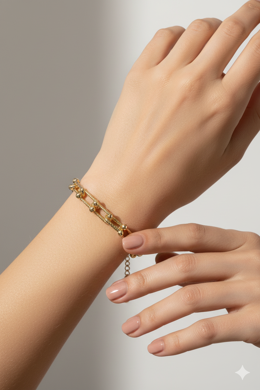 Effortless Magnetic Clasp Textured Link Bracelet