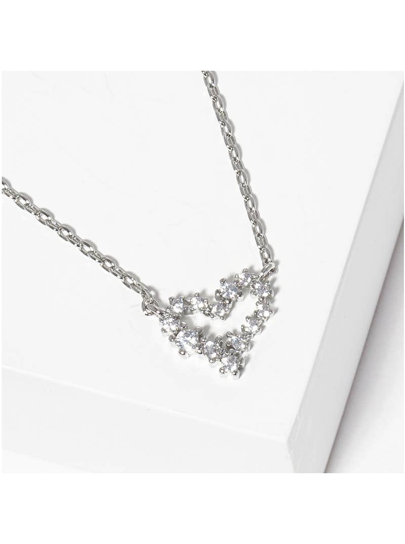 Minimalist Dainty Pave CZ Open Heart Necklace