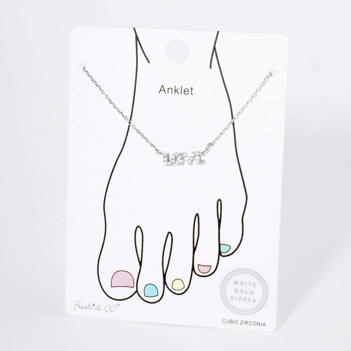 Dainty LOVE Letter Anklet with Pavé Cubic Zirconia