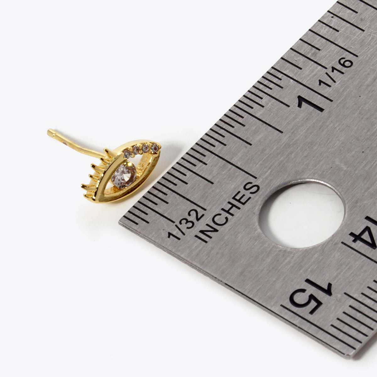 Gold Tone Cubic Evil Eye Charm Earrings