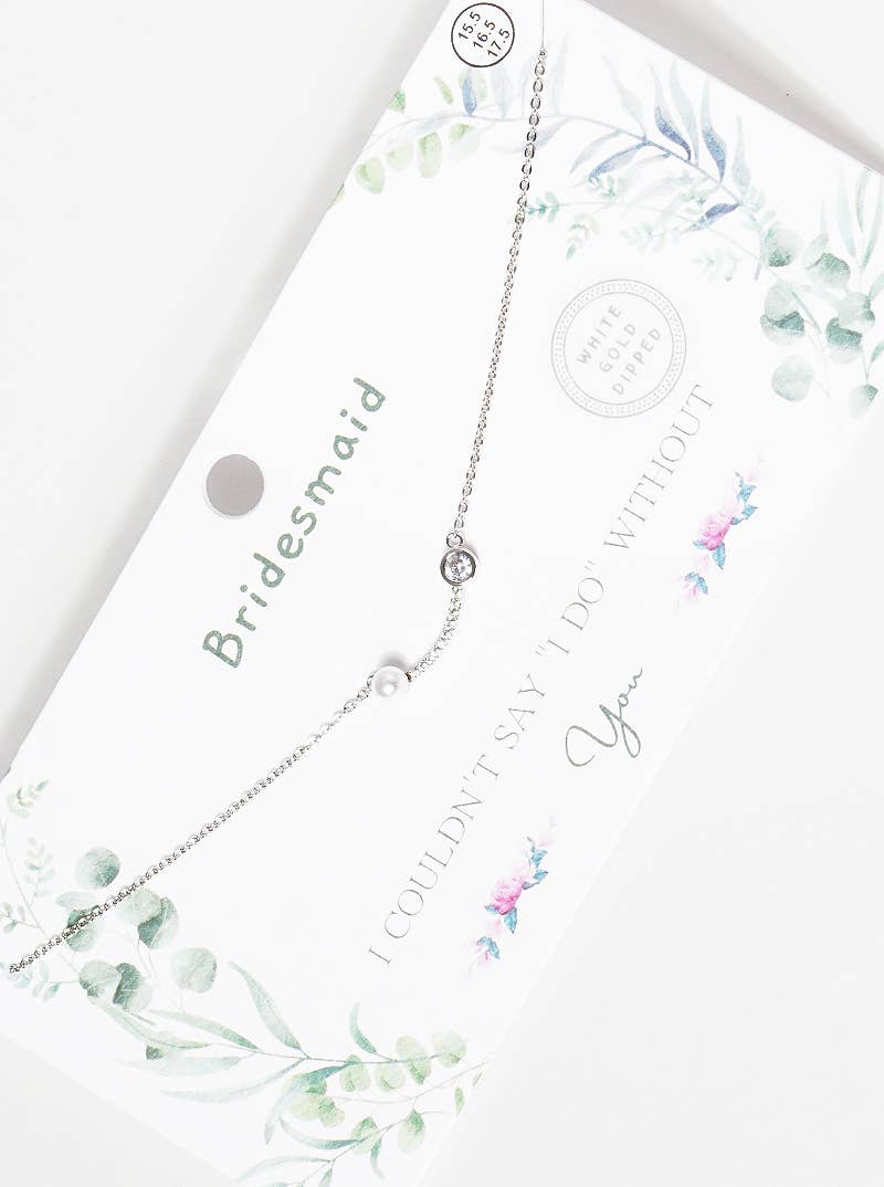 Bridesmaid CZ Hexagon Pendant Necklace