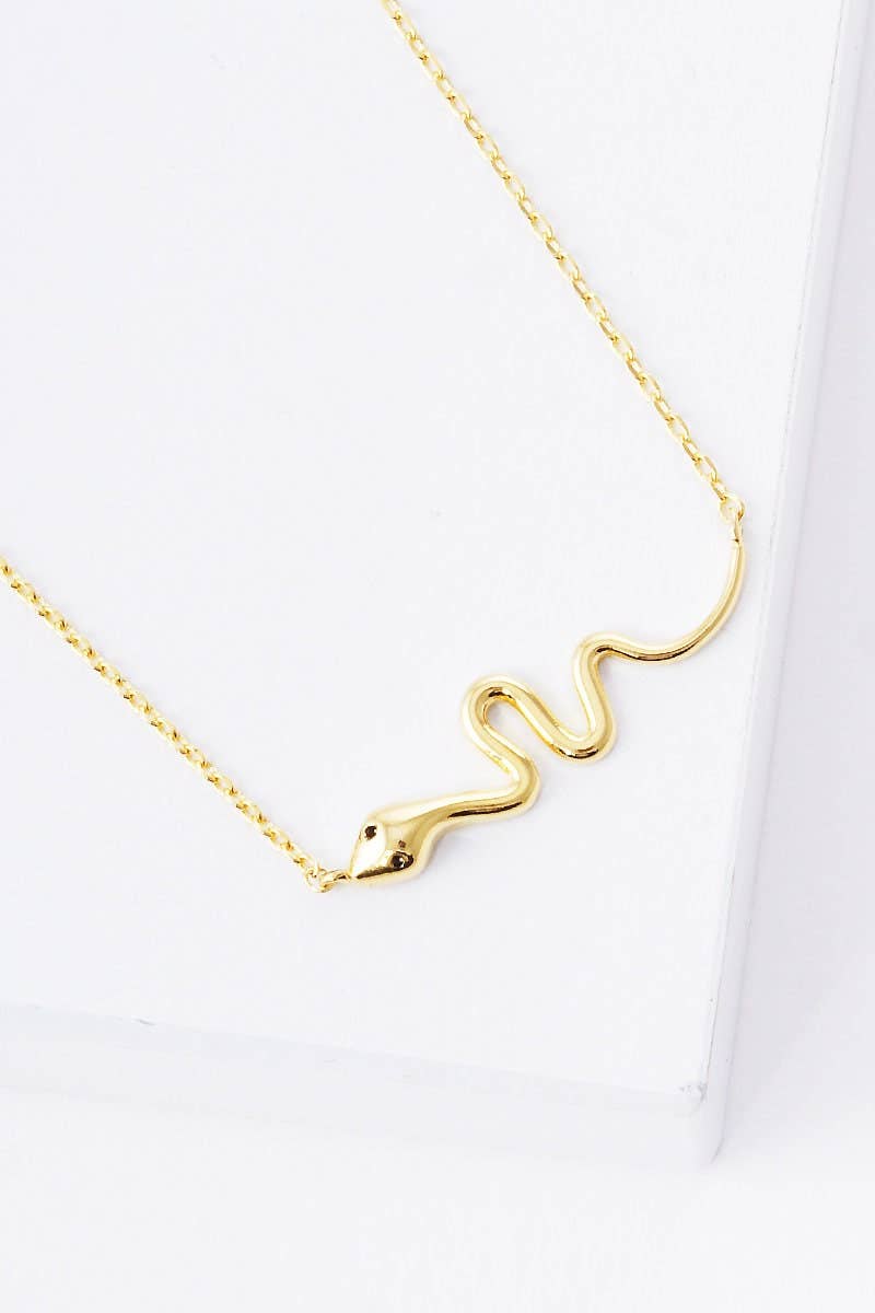 Gold Plated Tiny Snake Charm Necklace