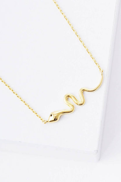 Gold Plated Tiny Snake Charm Necklace
