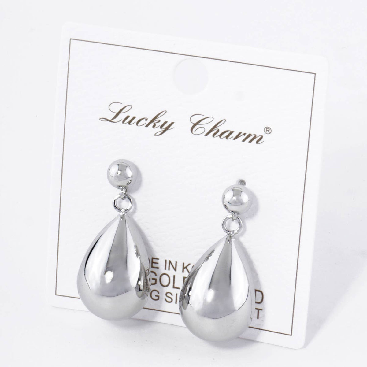 Large Puffy Teardrop Drop Dangle Post Earrings / 18K Gold