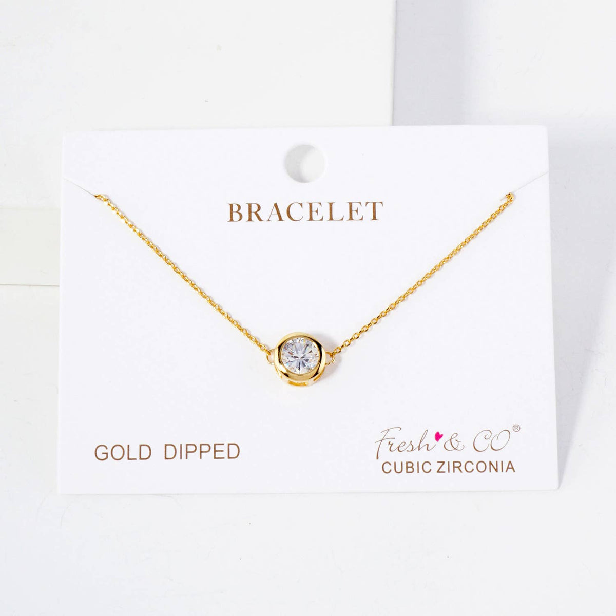 7mm CZ-Stone 18K-Gold-Dipped Chain Bracelet