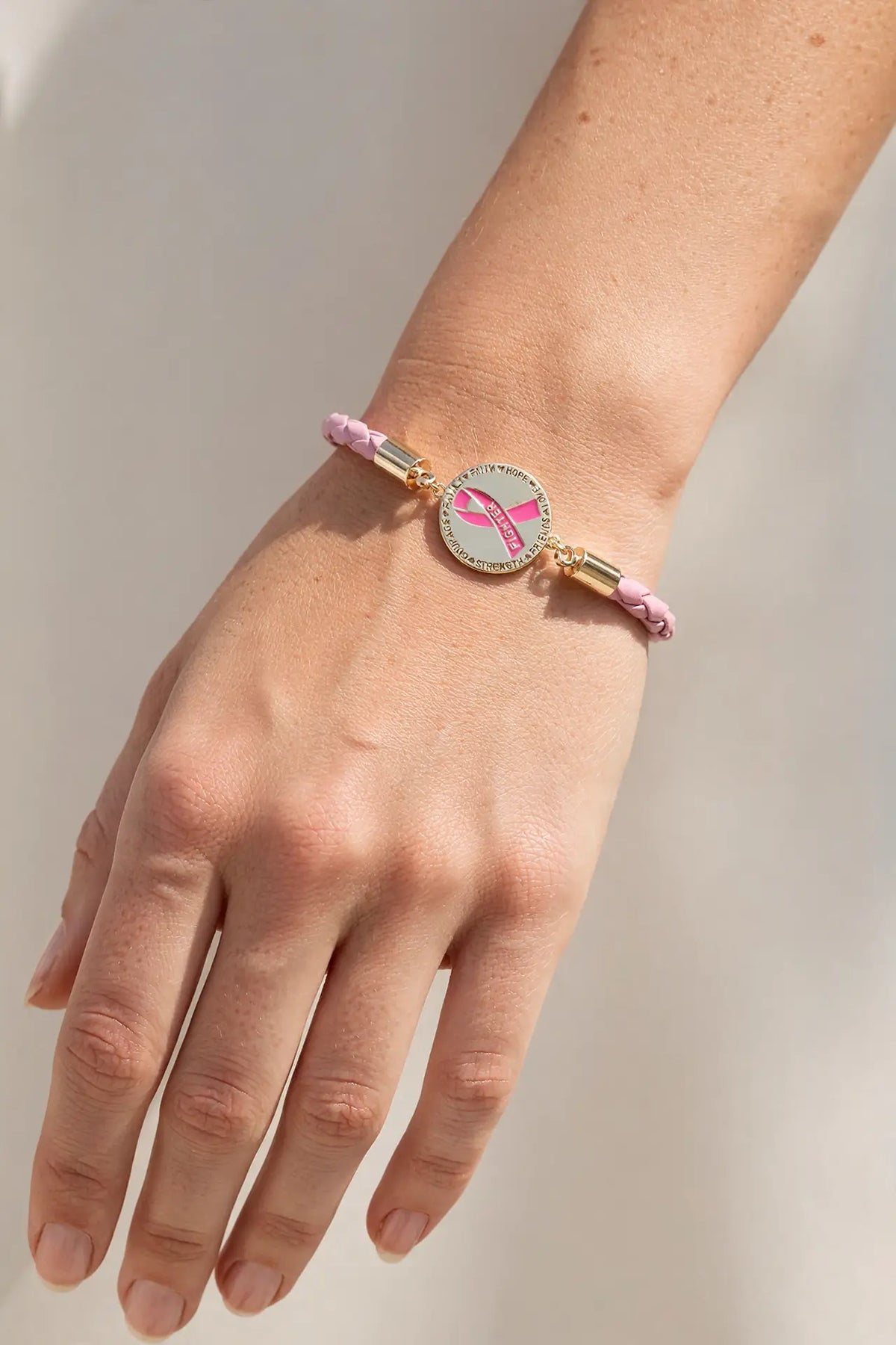Pink Ribbon Fighter Coin Bracelet