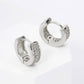 3 LINE MICRO PAVE SET CUBIC ZIRCONIA 10MM HUGGIE HOOP.