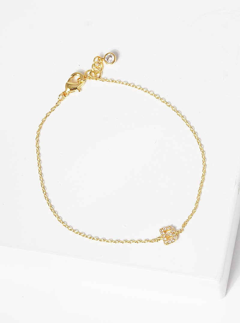 Dainty Pavé Cubic Zirconia Initial Letter Chain Bracelet