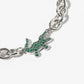 Pavé Green Alligator Magnetic Clasp Link Chain Bracelet