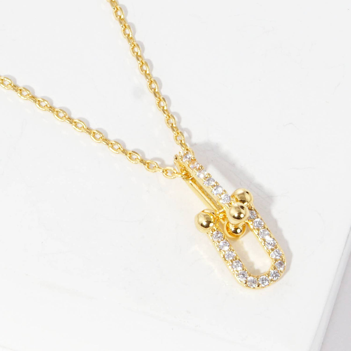 Gold Plated U-Shaped Clip Necklace