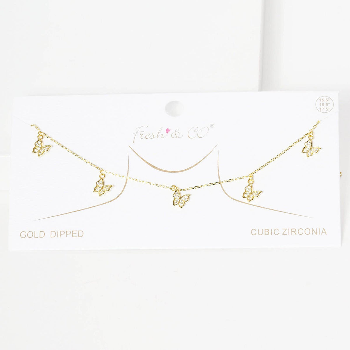 Gold Pave Butterfly Dangle Necklace