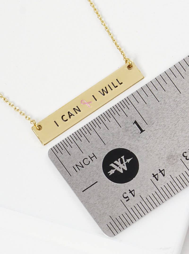 Breast Cancer Awareness " I CAN & I WILL " Necklace