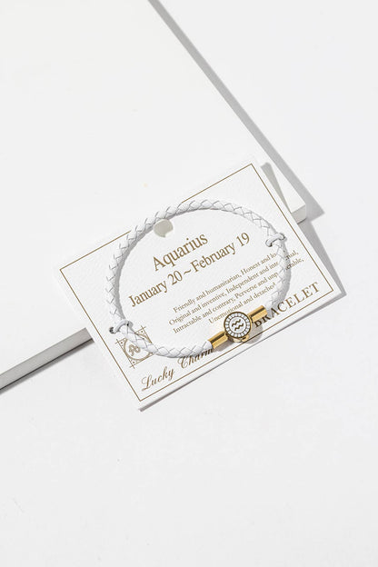 Zodiac Code Collection Braided Leather Charm Bracelet