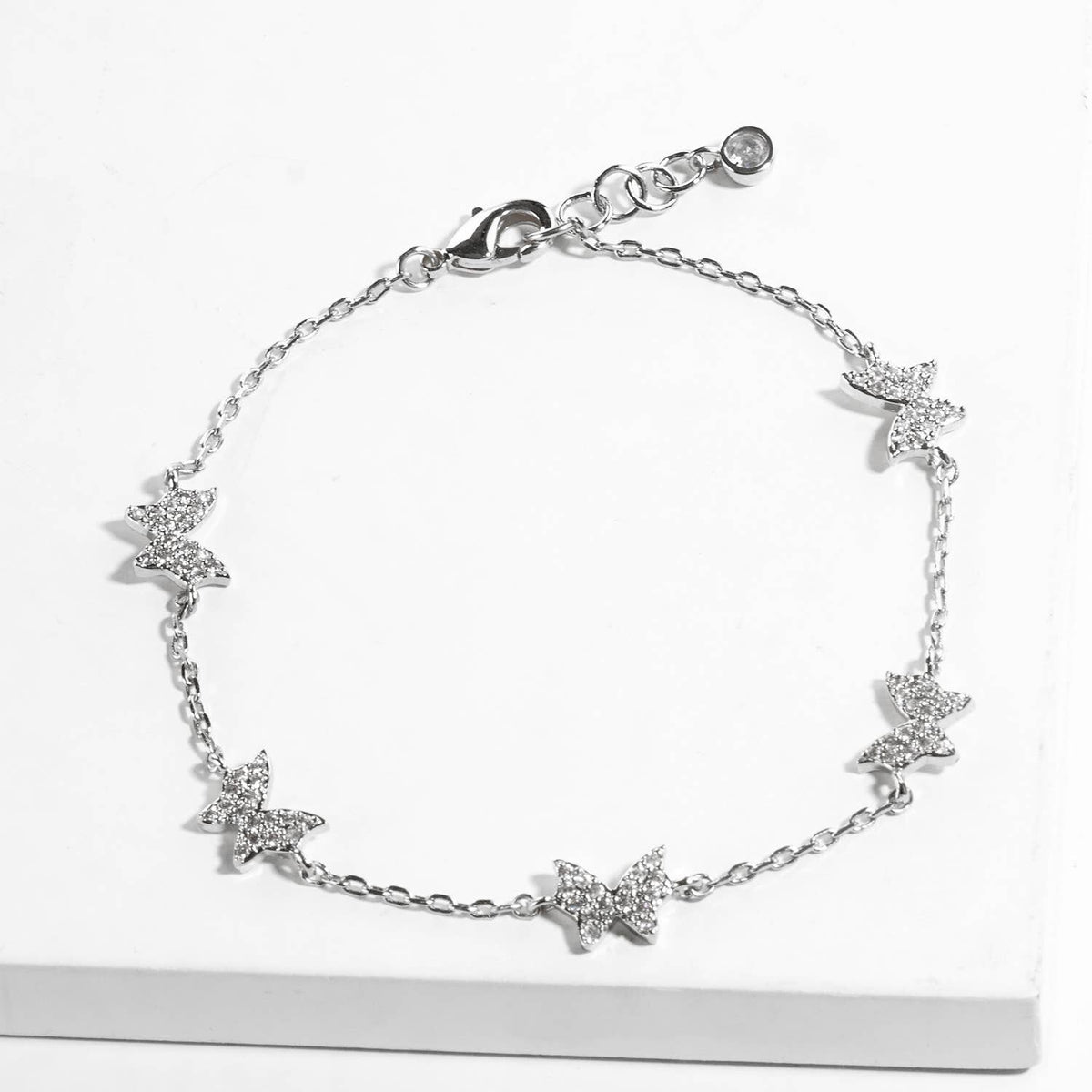 Sparkling Pavé Butterfly Trio Bracelet in 14K Gold Finish