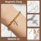 Cubic Zirconia Cross Charm Link Bracelet with Magnetic Clasp