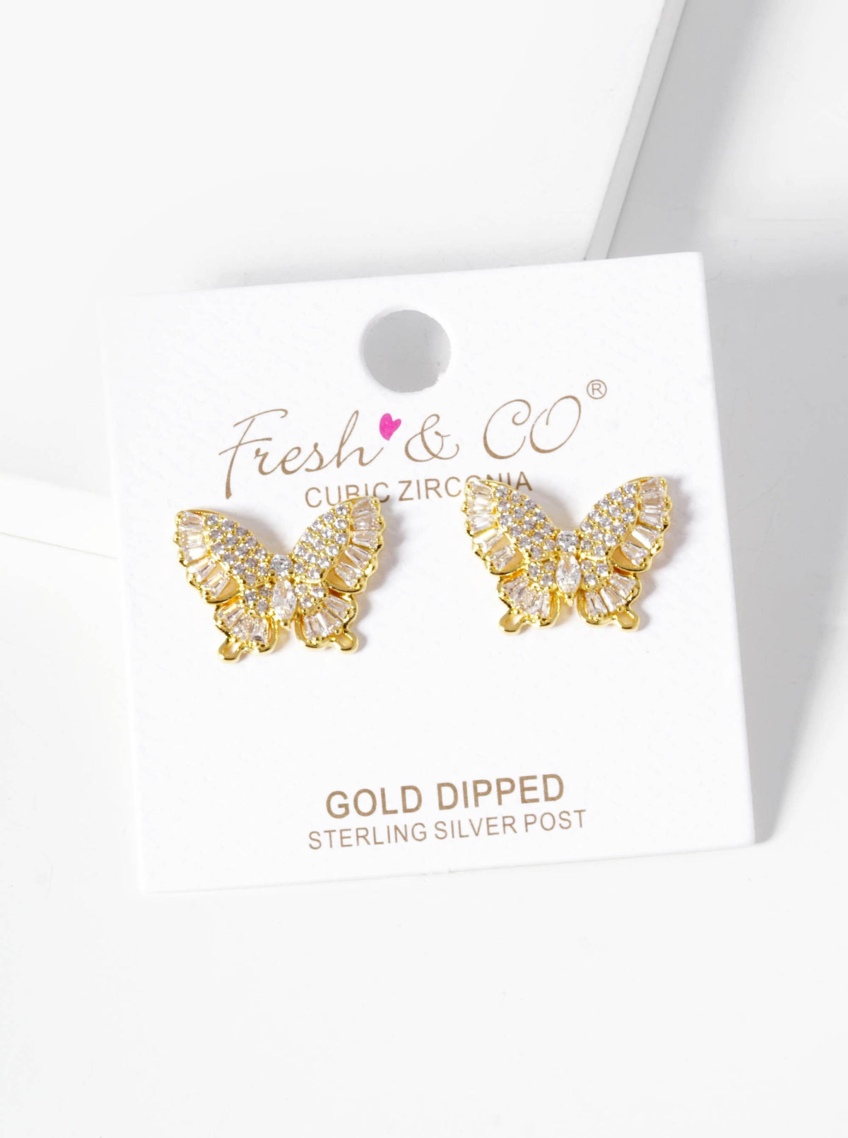 Dainty Cubic Zirconia Butterfly Stud Earrings