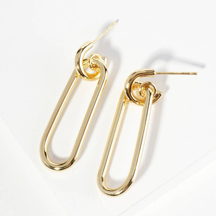 LINK CHAIN DANGLE DROP POST EARRINGS / 18K GOLD DIPPED