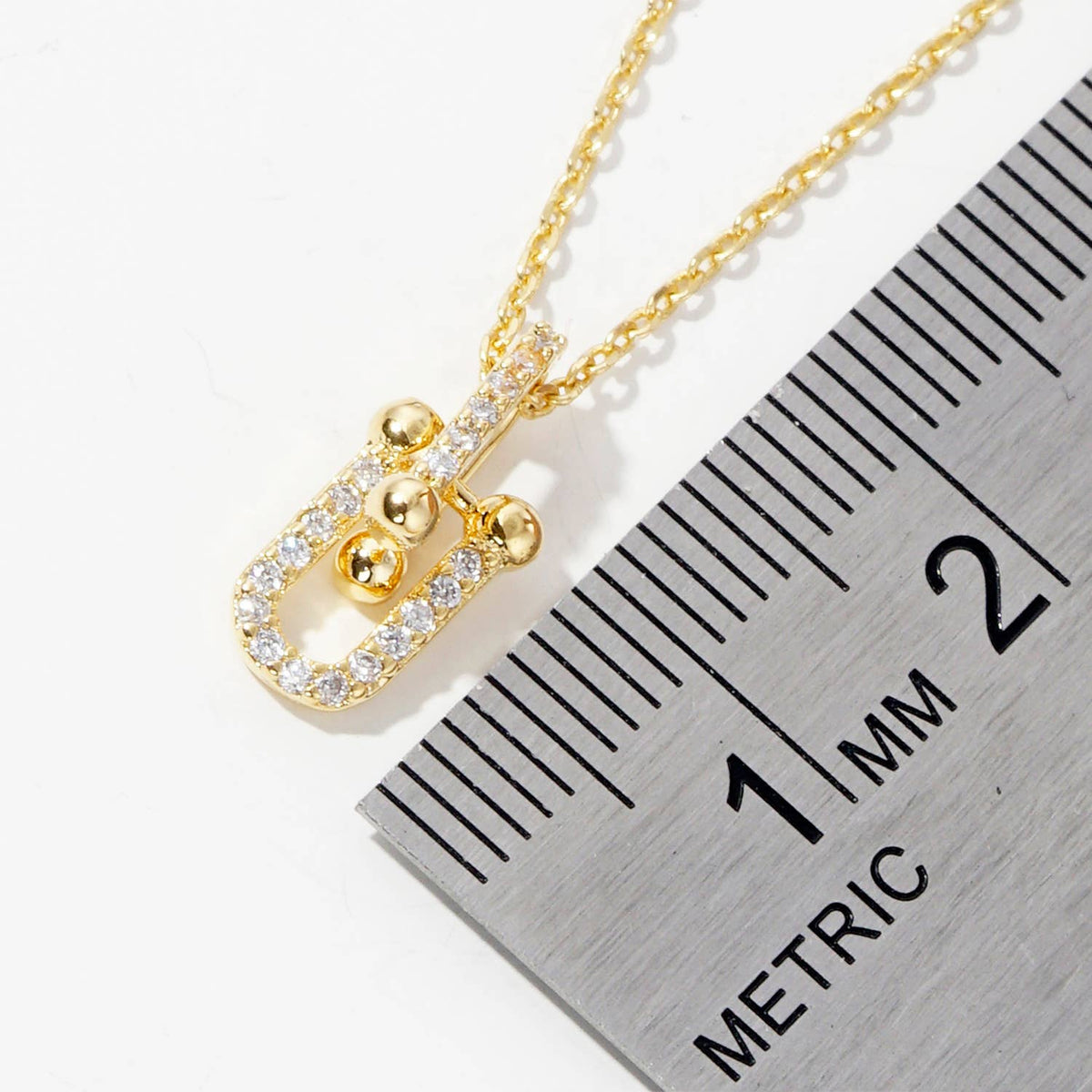 Gold Plated U Link Lock Chain Necklace