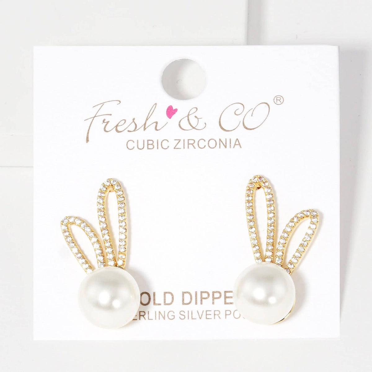 Gold Freshwater Pearl Bunny Ear Post Earrings