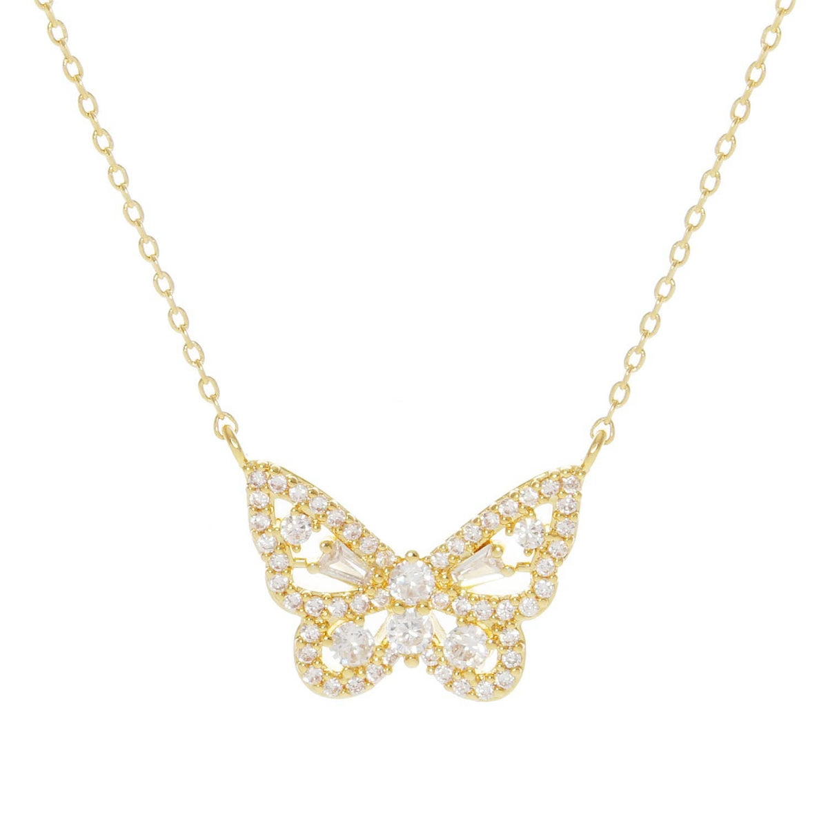 Gold Baguette Butterfly Necklace