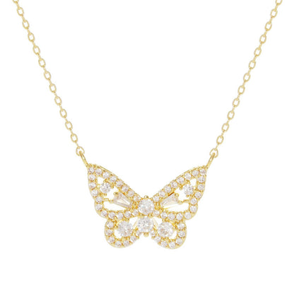 Gold Baguette Butterfly Necklace