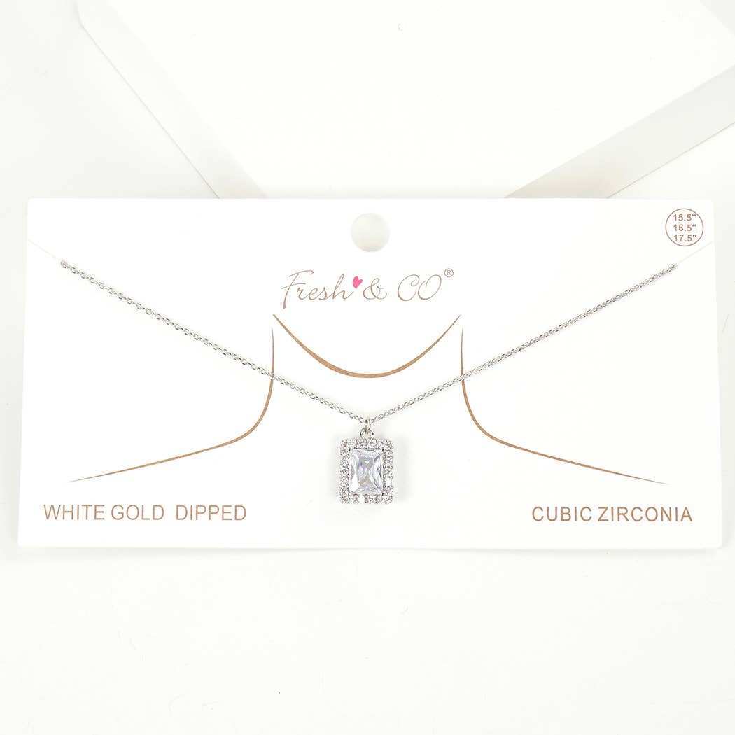 Gold Plated Emerald-Cut Cubic Necklace