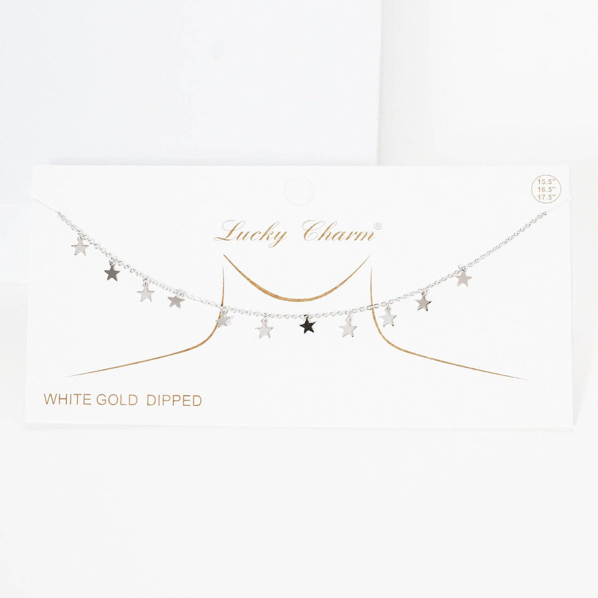 Gold Plated Chain w/ Dangling Stars Necklace