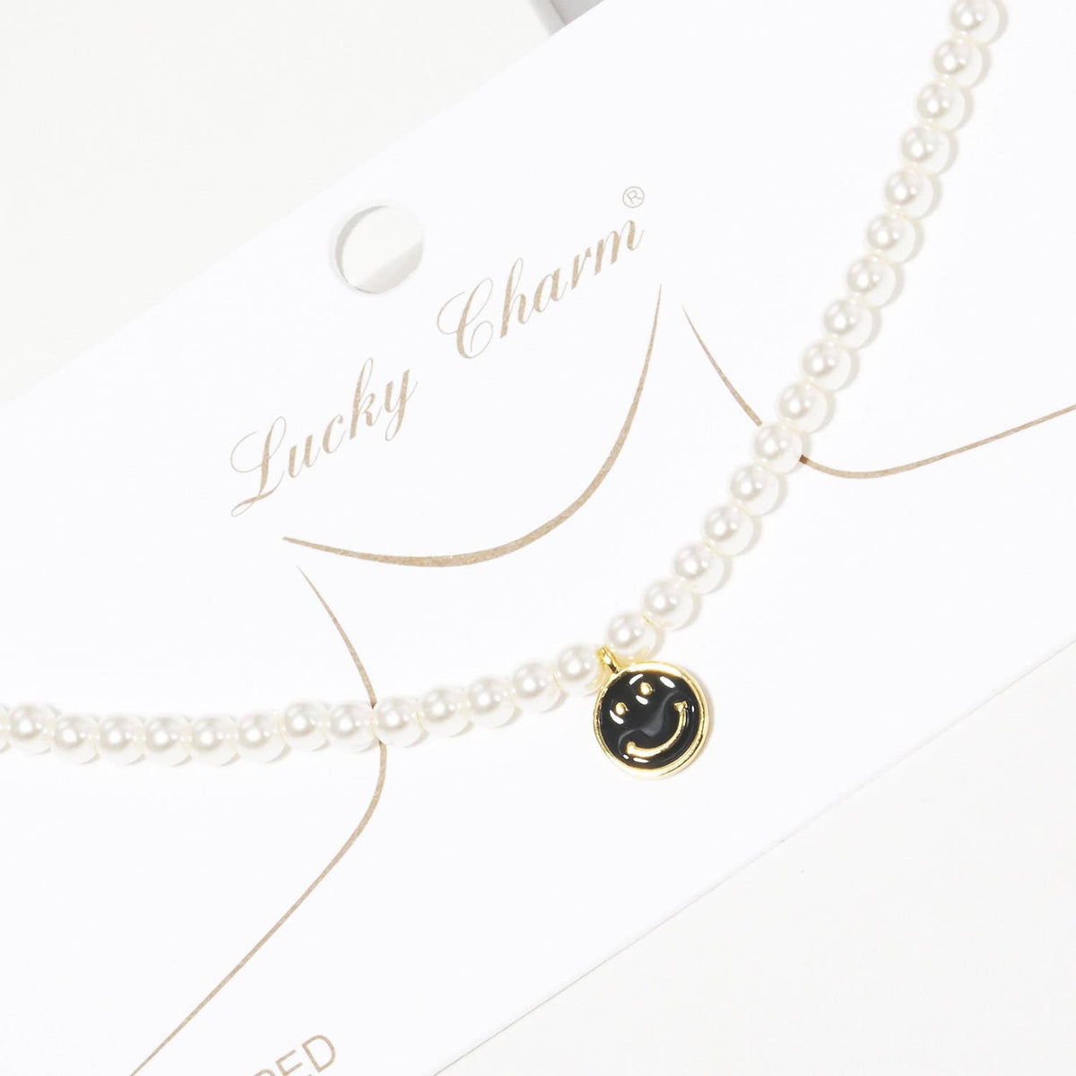 Gold Plated Freshwater Pearl Smiley Face Necklace